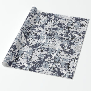 Papier Cadeau Camouflage urbain de Digitals de gris argenté de