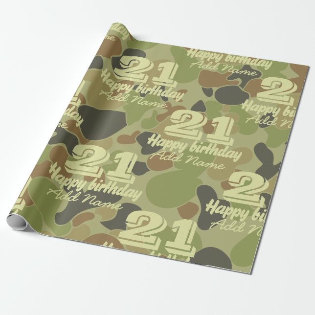 Papier Cadeau Camouflage vert Auscam (Déroulé)