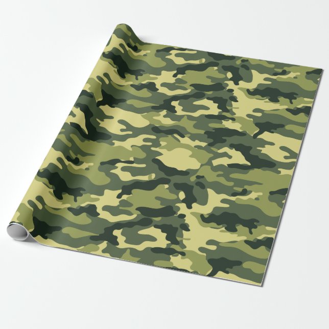Papier Cadeau Camouflage vert militaire Motif (Déroulé)