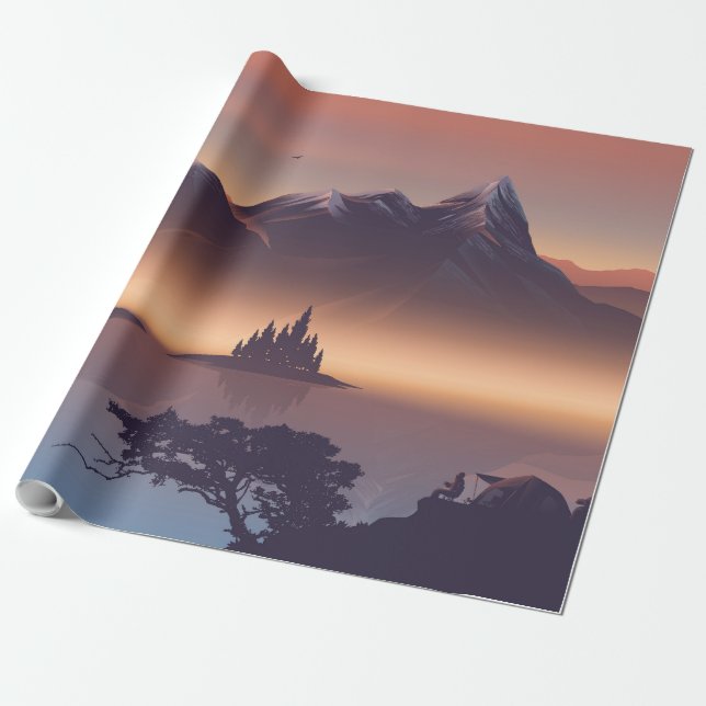 Papier Cadeau Camp de feu près du lac (Déroulé)