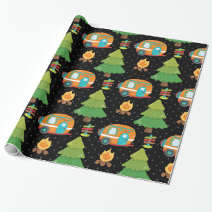 Papier Cadeau Camp d'été - choisissez votre couleur arrière - pl