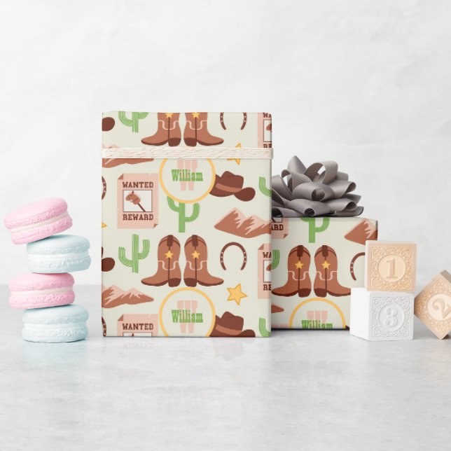 Papier Cadeau Campagne Boots Cowboy Stick Horse Désert Ouest (Baby Shower)