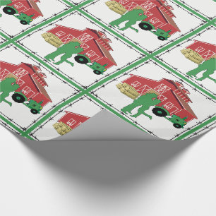 Papier Cadeau Campagne Couple Romantique Avec Grange / Tracteur