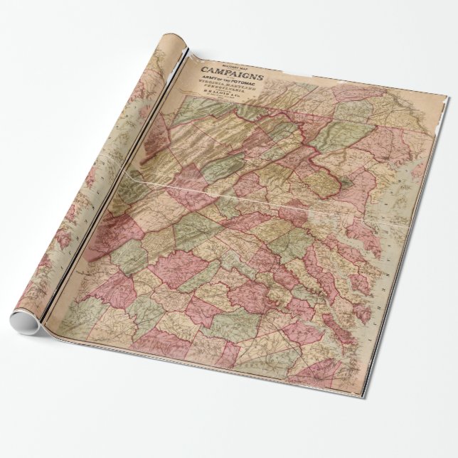 Papier Cadeau Campagne militaire de Potomac de carte de guerre (Déroulé)