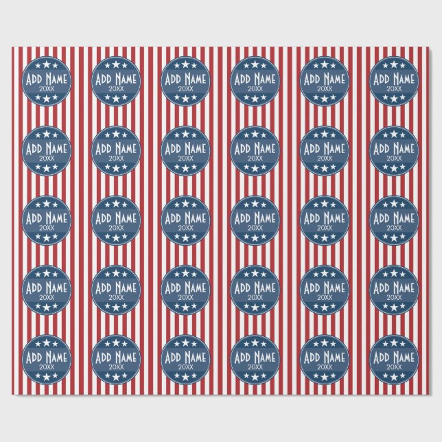 Papier Cadeau Campagne politique - Étoiles et rayures patriotiqu (Plat)