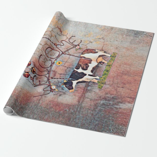 Papier Cadeau Campagne rustique de la vache Page de découpage de (Déroulé)