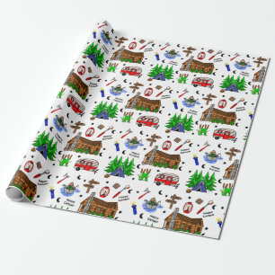 Papier Cadeau Camping ou Midwest Theme Birthday Wrapper Papier