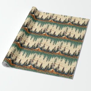 Papier Cadeau Camping Thème Nature Couleurs Anniversaire