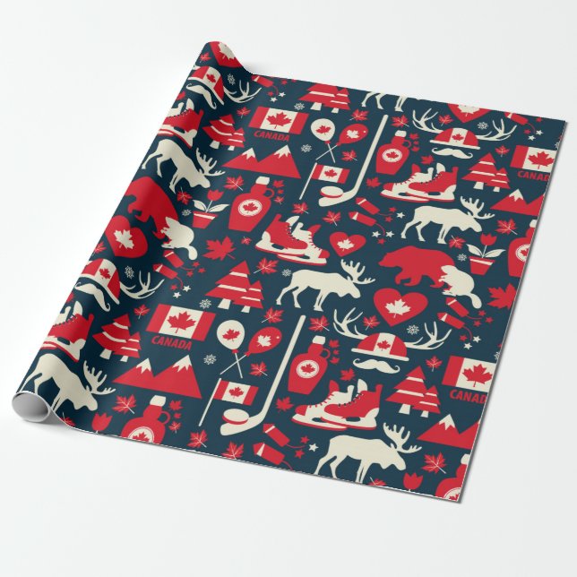 Papier Cadeau Canada motif transparent (Déroulé)