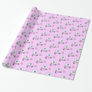 Papier Cadeau Canard avec fleur marguerite