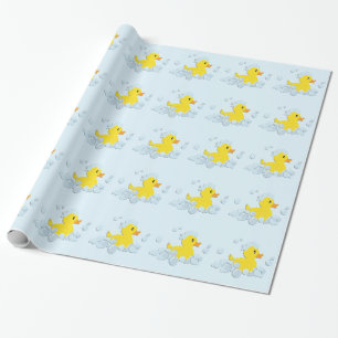 Papier Cadeau Canard dans le Baby shower des bulles bleues