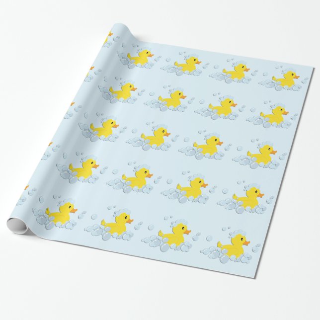Papier Cadeau Canard dans le Baby shower des bulles bleues (Déroulé)