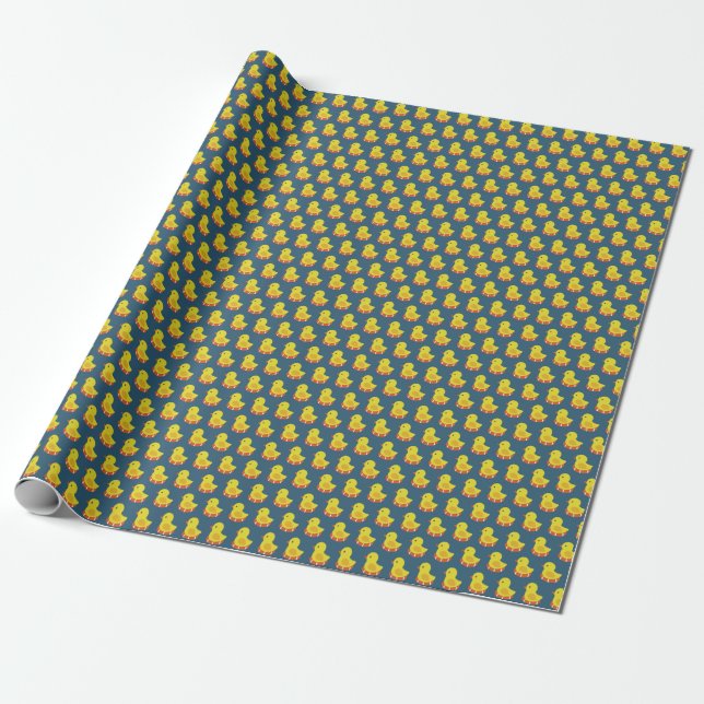 Papier Cadeau Canard en caoutchouc jaune, mignon, motif sans sou (Déroulé)