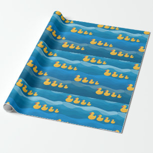 Papier Cadeau canard en caoutchouc jaune sur les vagues