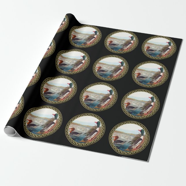 Papier Cadeau Canards colverts américains dans une rivière nagea (Déroulé)
