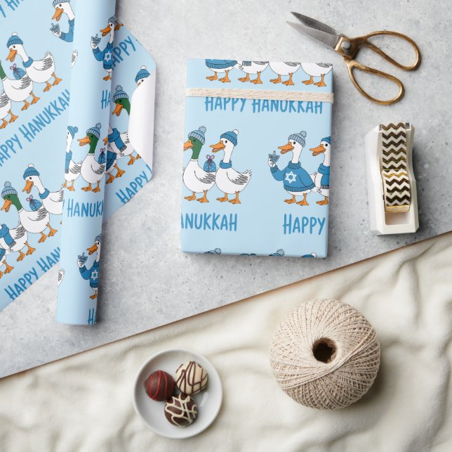 Papier Cadeau Canards de Hanoukka (Artisanat)
