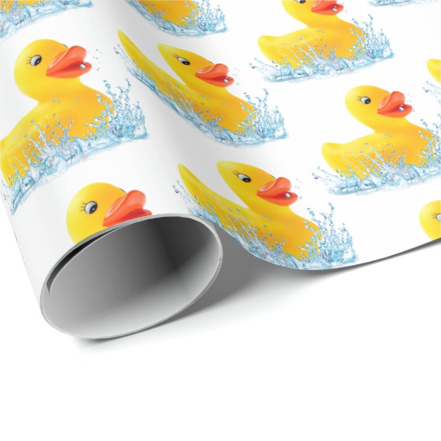 Papier Cadeau Canards Jaunes En Caoutchouc Dans L'Eau (Coin rond)