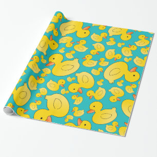 Papier Cadeau Canards mignons en caoutchouc de turquoise