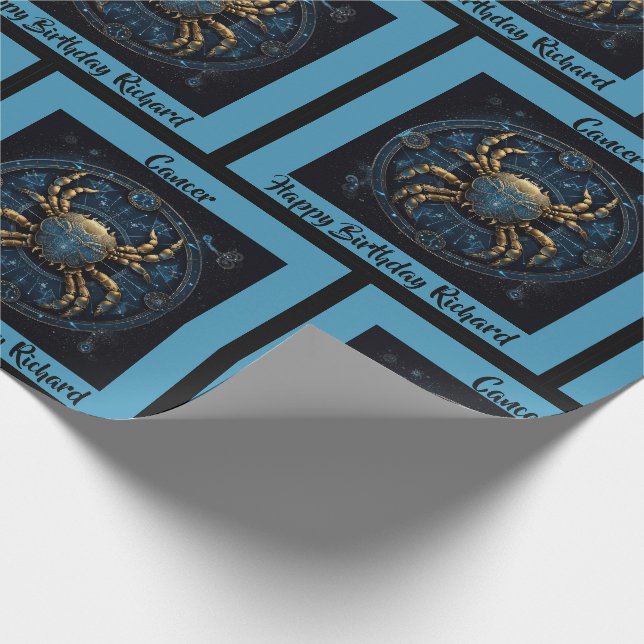 Papier Cadeau Cancer Ajouter un nom Anniversaire Horoscope Cadea (Coin)