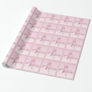 Papier Cadeau Cancer du sein Ruban rose Croire à l'emballage ca