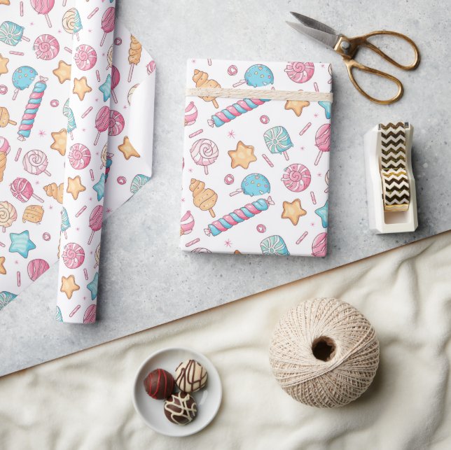 Papier Cadeau Candies et crème glacée Noël (Artisanat)
