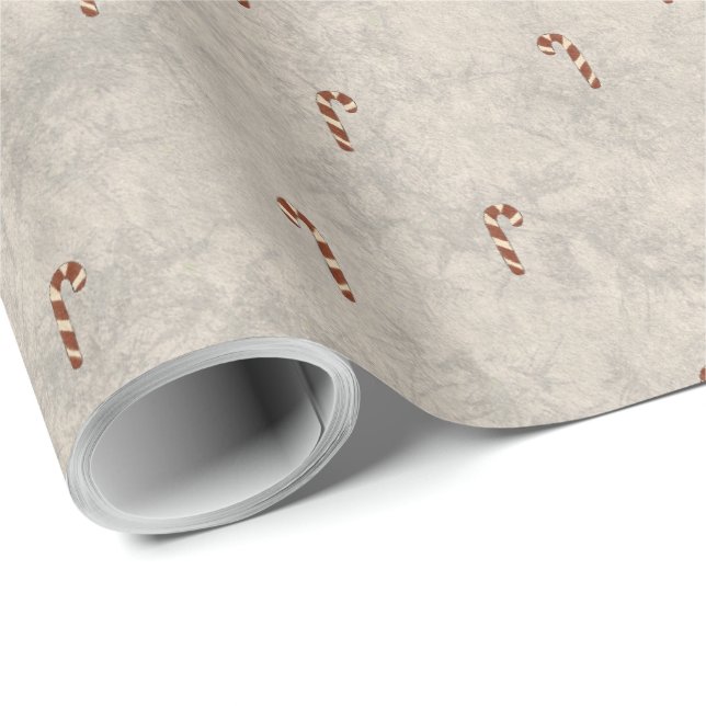 Papier Cadeau Candy Cane Pattern Wrapping Paper (Coin rond)