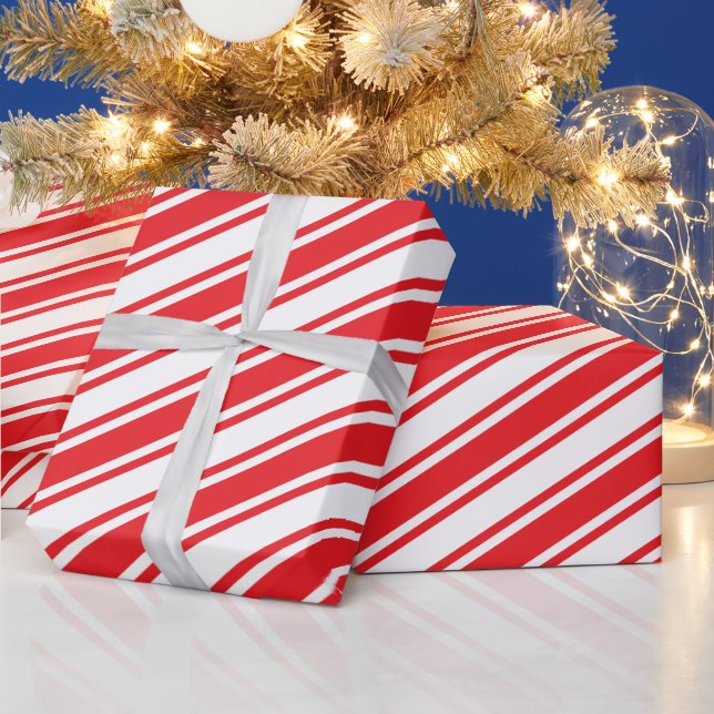 Papier Cadeau Candy Cane Stripe Traditional Red Christmas (Vacances)