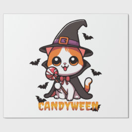 Papier Cadeau candyween - chatte sorcière halloween
