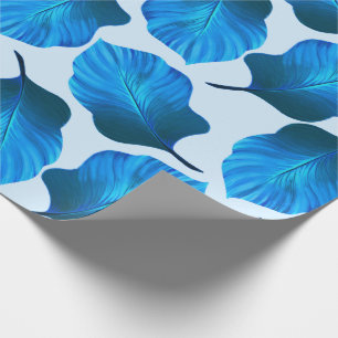 Papier Cadeau Canna Tropicanna Feuilles tropicaux en bleu