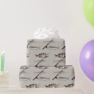 Papier Cadeau Canne à pêche en mer masculine