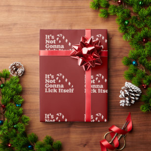 Papier Cadeau Canne de bonbons drôle se lécher Noël