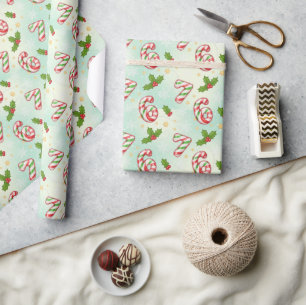 Papier Cadeau Canne de Noël 6-7 Mème Fêtes