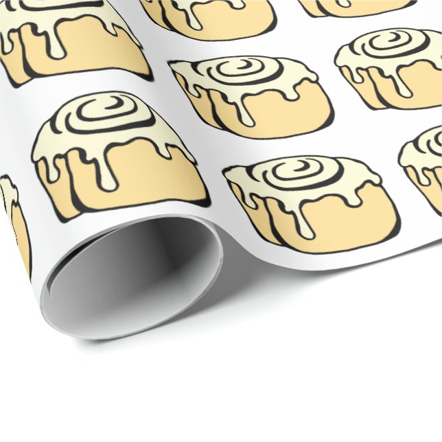 Papier Cadeau Cannelle Roll Honey Bun Cute Drôle Carton (Coin rond)