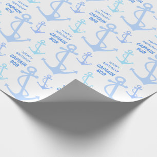 Papier Cadeau Capitaine Nautical Anchor Pattern de joyeux