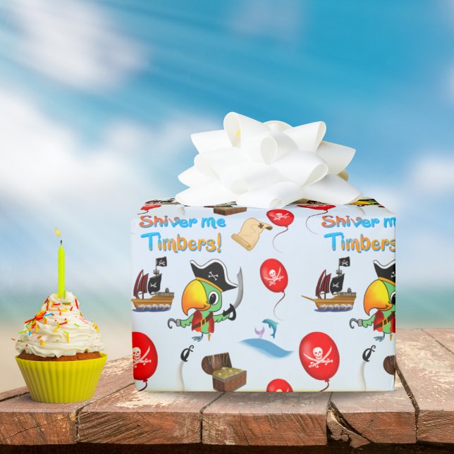 Papier Cadeau Capitaine Parrot Trésor Pirate (Créateur téléchargé)