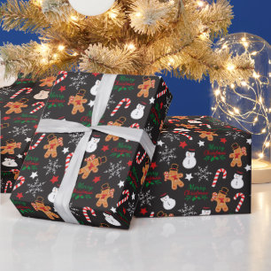 Papier Cadeau Caractère de Noël illustré mignon