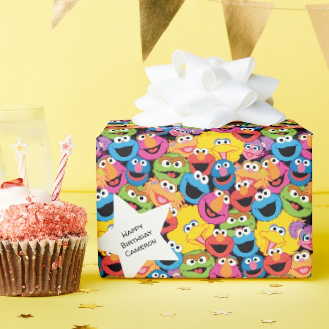 Papier Cadeau Caractère de rue Sésame Face au Motif (Fête d'anniversaire)