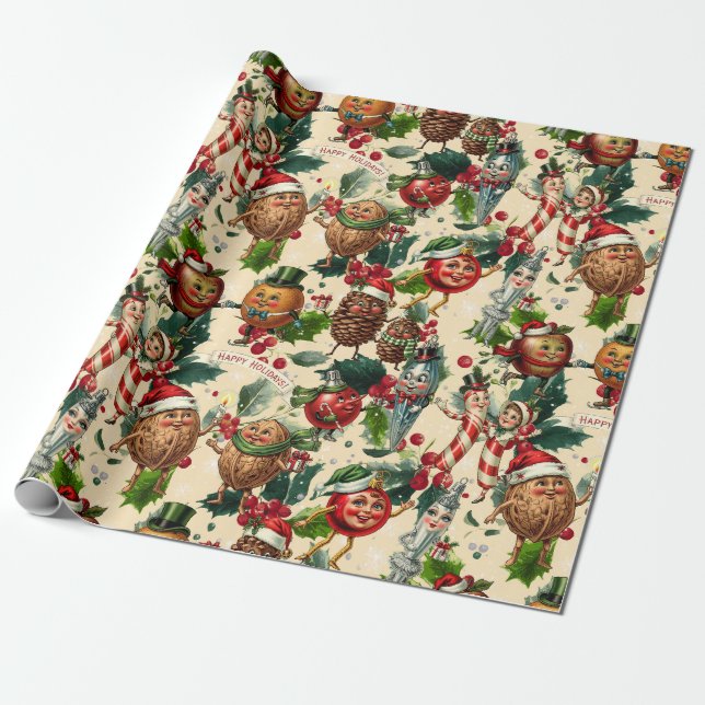 Papier Cadeau Caractères de Noël lunaires (Déroulé)