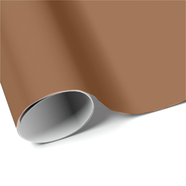 Papier Cadeau Caramel Cafe Warm Neutral Brown Solid Color Print (Coin rond)