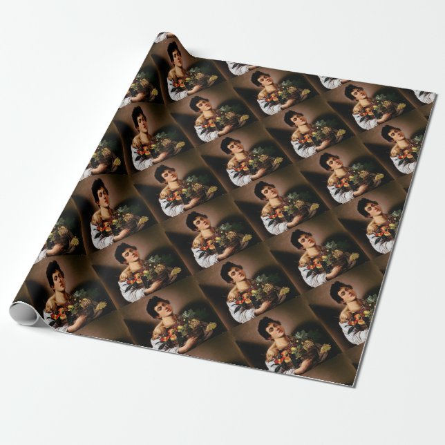 Papier Cadeau Caravaggio - garçon avec un panier d'illustration (Déroulé)