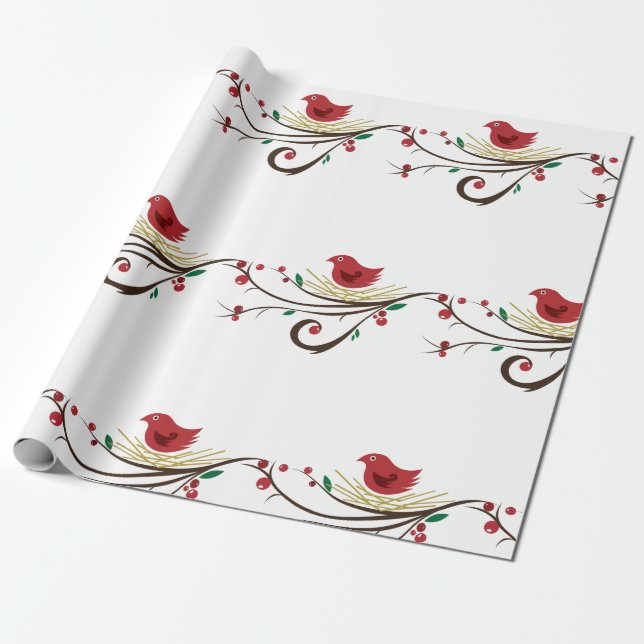Papier Cadeau Cardinal de Noël (Déroulé)