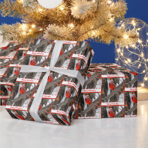 Papier Cadeau Cardinal de Noël avec Casquette de stockage