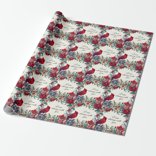 Papier Cadeau Cardinal Rouge Cadeaux Sympathy Keepsaké Memorial (Déroulé)