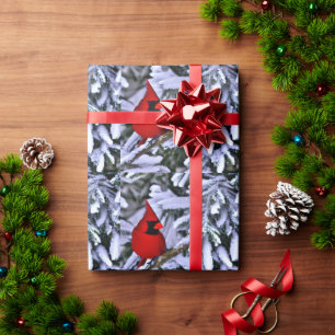 Papier Cadeau Cardinal rouge d'hiver