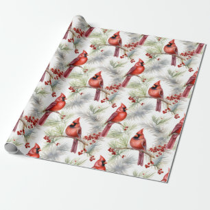 Papier Cadeau Cardinal rouge en hiver, Noël