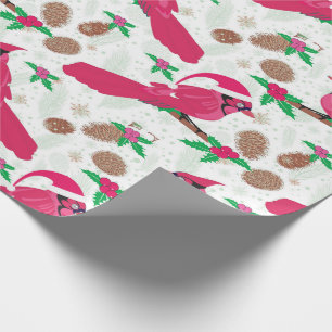 Papier Cadeau Cardinal Rouge père Noël