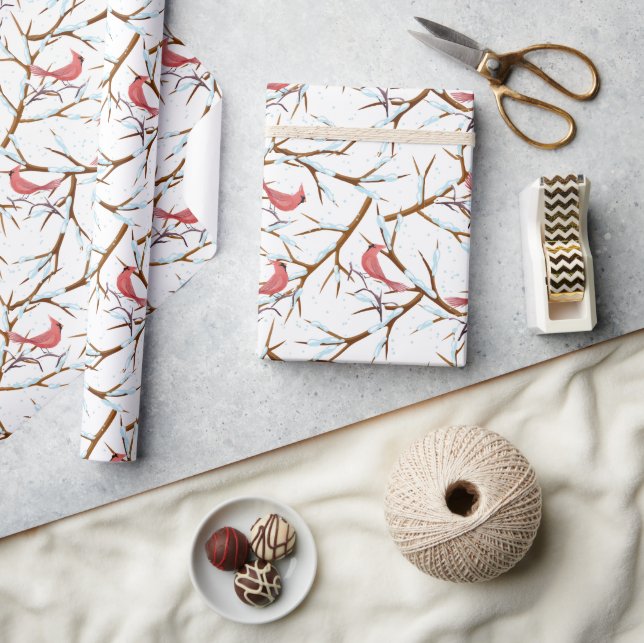 Papier Cadeau Cardinal Rouge SnowTree Motif Noël (Artisanat)