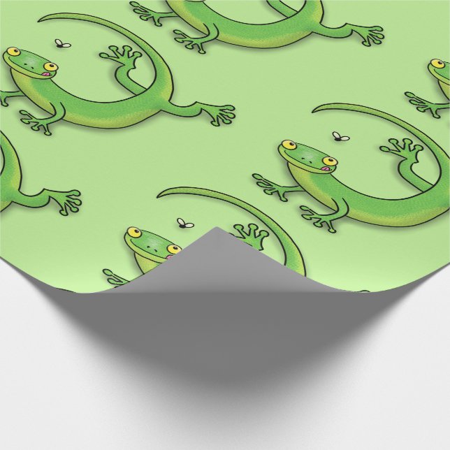 Papier Cadeau Caricature amusante de lézard vert (Coin)