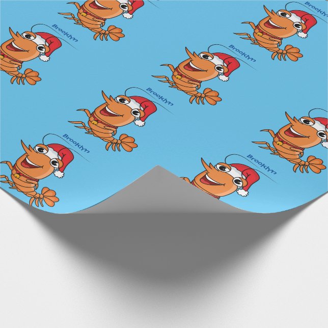 Papier Cadeau Caricature de crevettes de Noël joyeux (Coin)