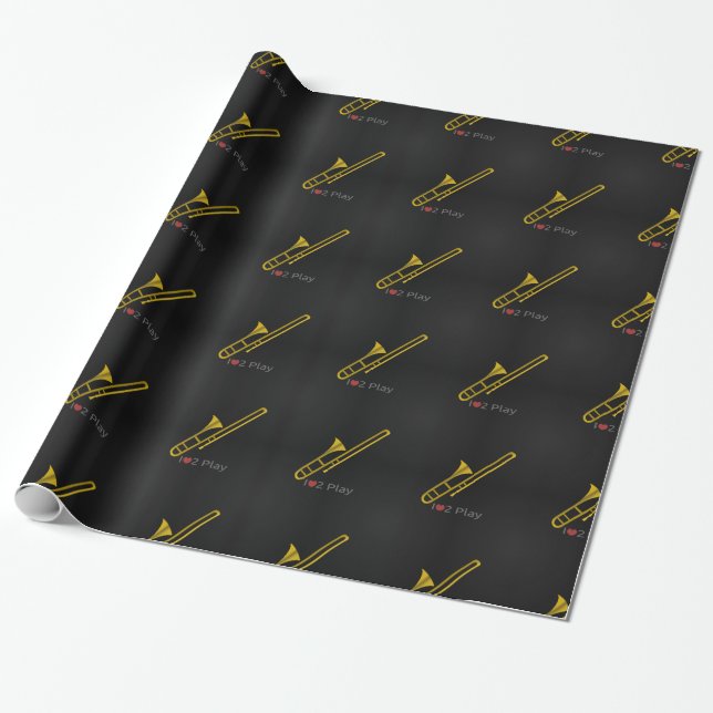 Papier Cadeau Caricature de musique Trombone Papier (Déroulé)
